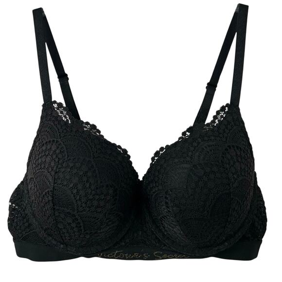 Victorias Secret Women Tshirt Push Up Full Coverage Underwire Bra Black Size 36C - Picture 1 of 7